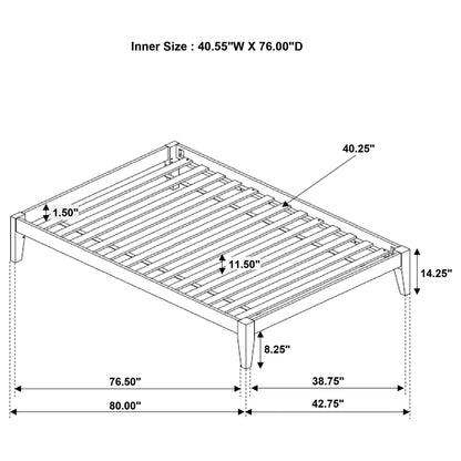 Queen Platform Bed With Tapered Legs - Brown