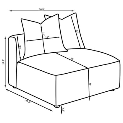 Amherst - Armless Chair With Accent Pillow - Gray