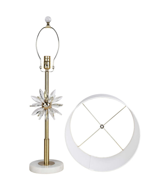 "Crystal Bloom II" Crystal And Marble Table Lamp (Set of 2) - White / Clear Crystal / Soft Gold