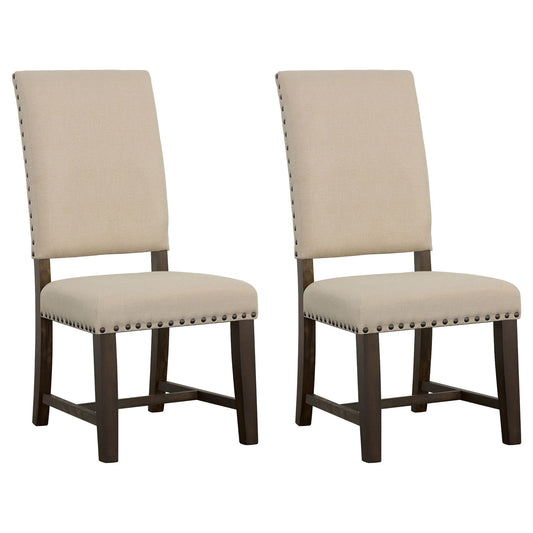 Upholstered Side Chair With Nailhead Accents (Set of 2) - Beige