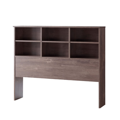 Bookcase Headboard 6 Shelves 3 Shelves Adjustable Top Panel Rounded Corners