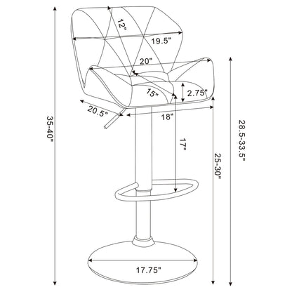 Adjustable Bar Stool With Height-Adjustable Base (Set of 2)