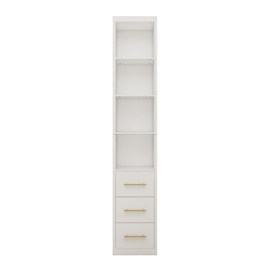 Rectangular Side Storage Cabinet With 3 Drawers For Bedroom - White