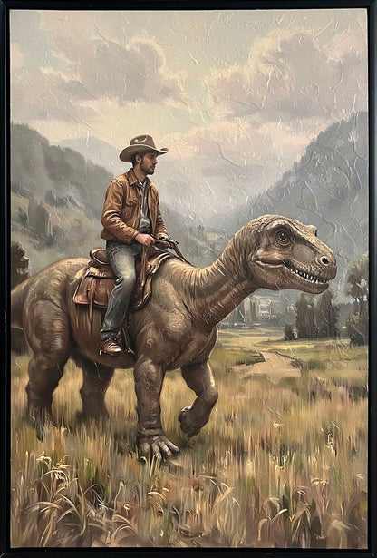 Jurassic Trail II Textured Canvas In Frame - Black / Brown