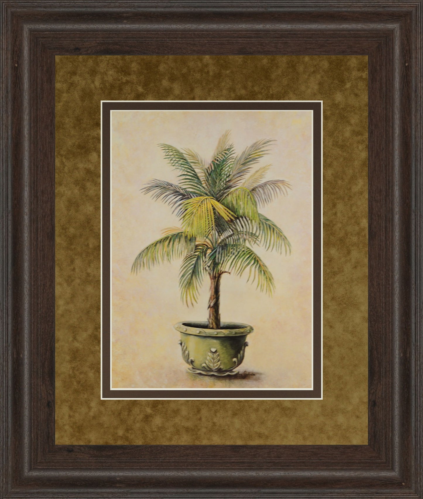Potted Palm I - Framed Print Wall Art - Light Brown