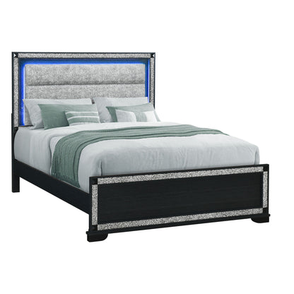 Soulmarie - Bed With LED Lighting And Padded Headboard