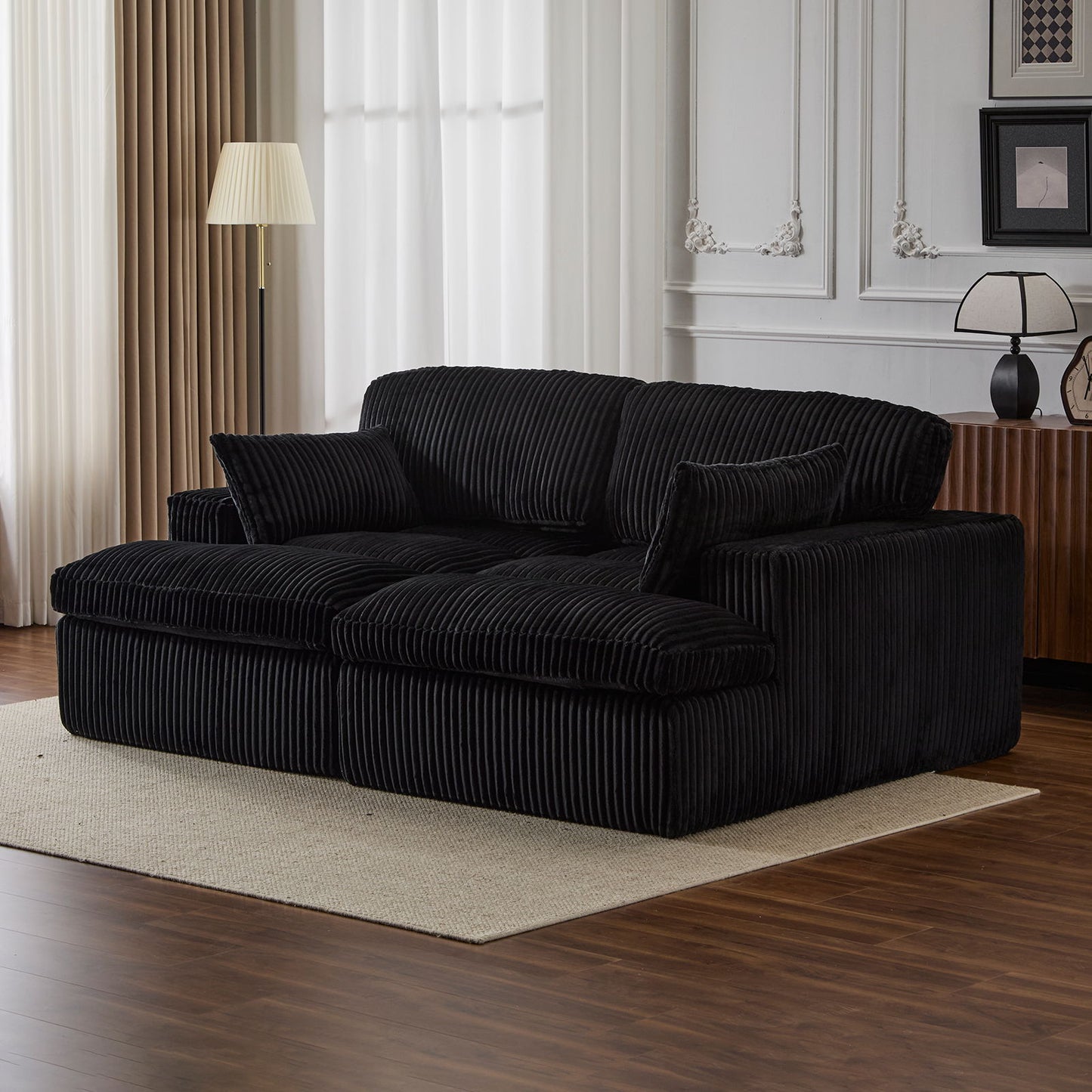 Double Chaise Lounge Chair, Oversized Upholstered Sleeper Cloud Couch