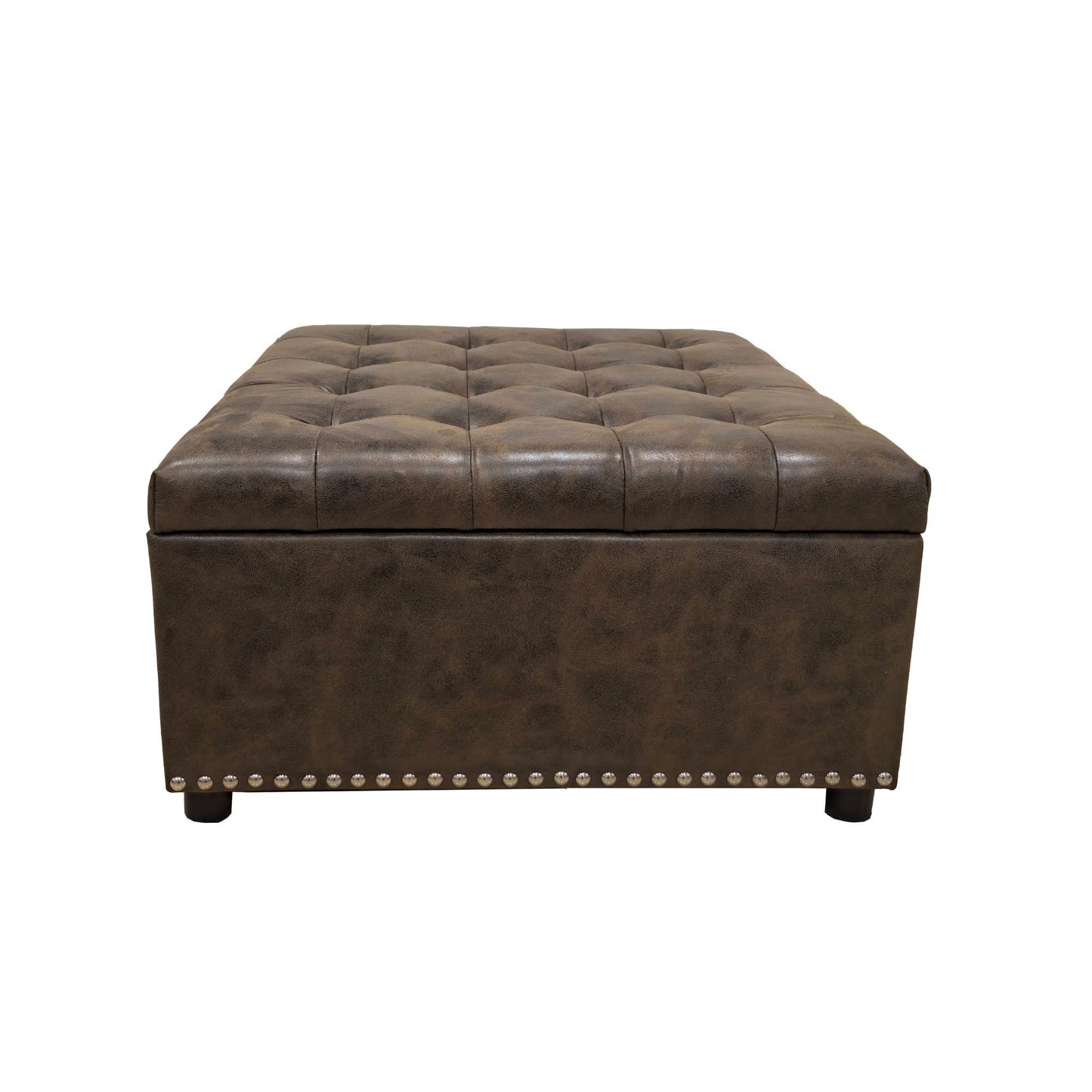 Tufted Storage Ottoman - Dark Brown
