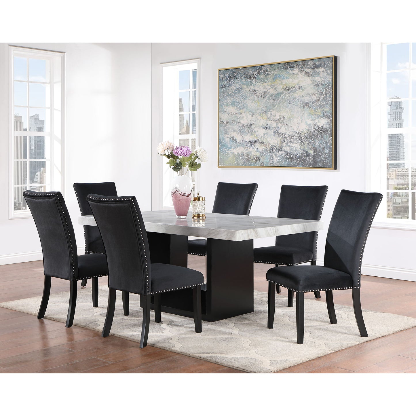 Sheena - 5 Pieces Dining Table Set - Black