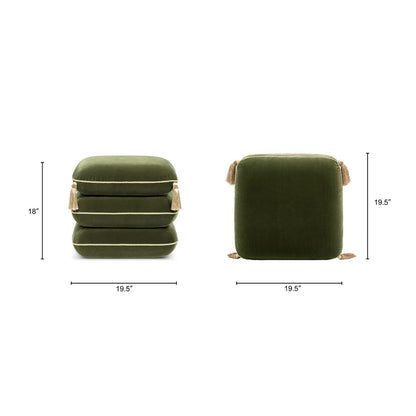 Monarch - Tassled Ottoman - Olive Green