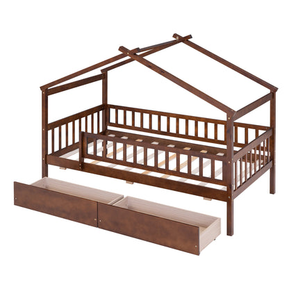 House Bed With 2 Drawers