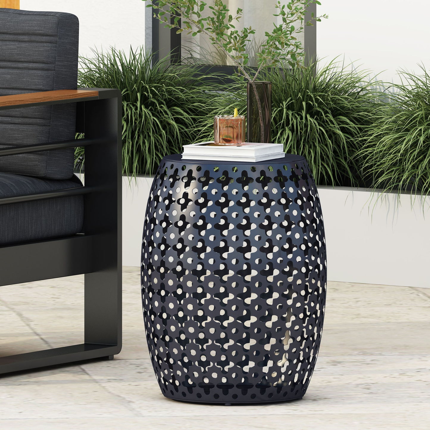 Modern Design, Metal End Table, Large