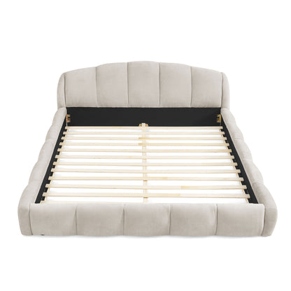Upholstered Platform Bed Frame, Low Profile Floor Bed, No Box Spring Required