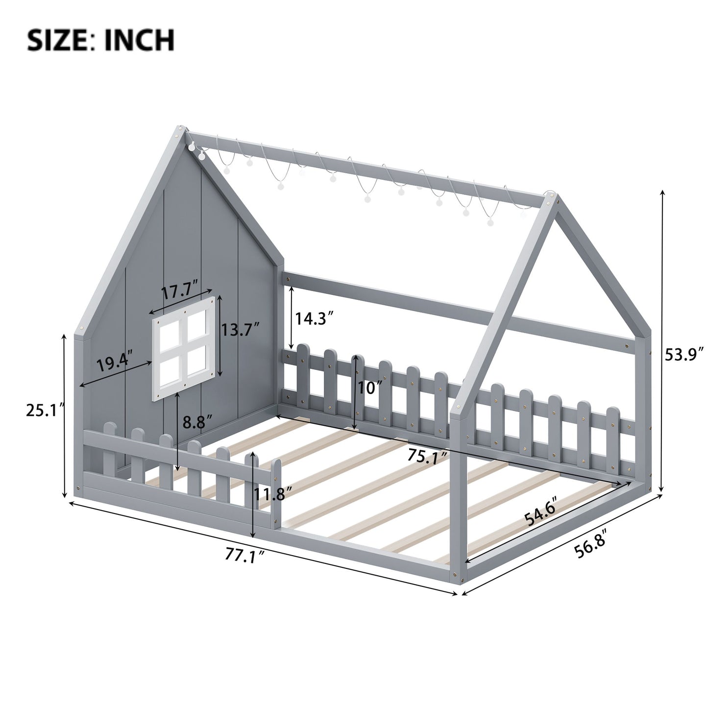 House Bed With Window And Fence
