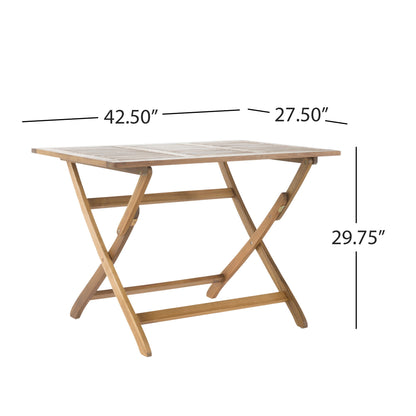 Blissique - Outdoor Foldable Wood Dining Table With Slat Design