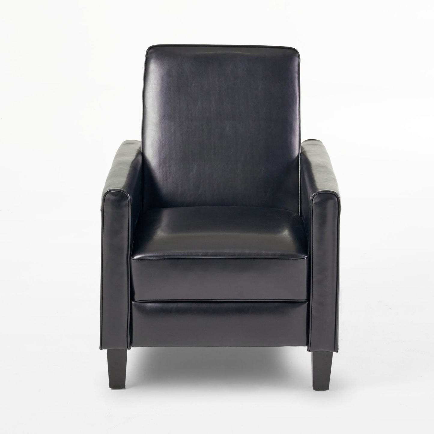 Black leather armchair on a white background
