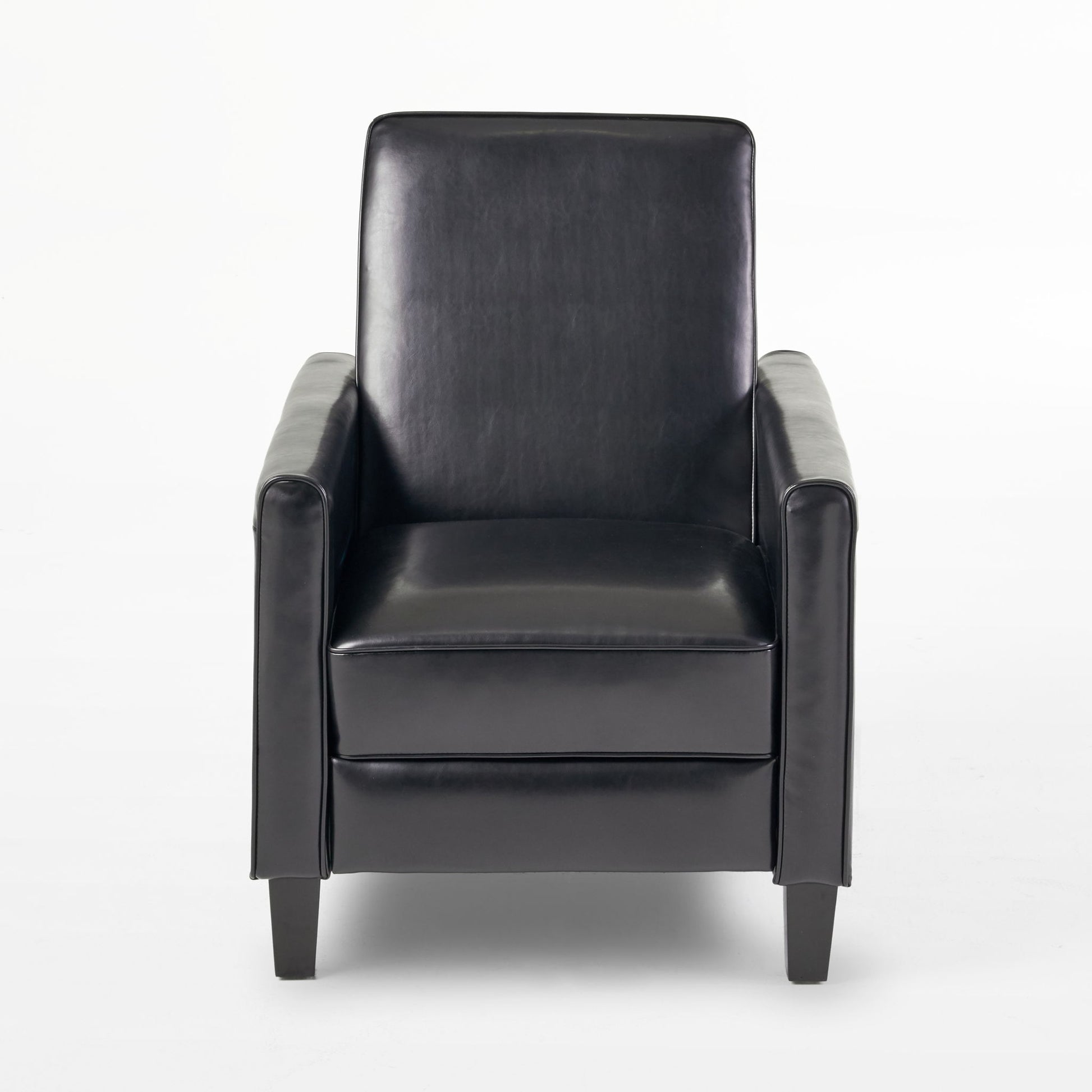 Black leather armchair on a white background