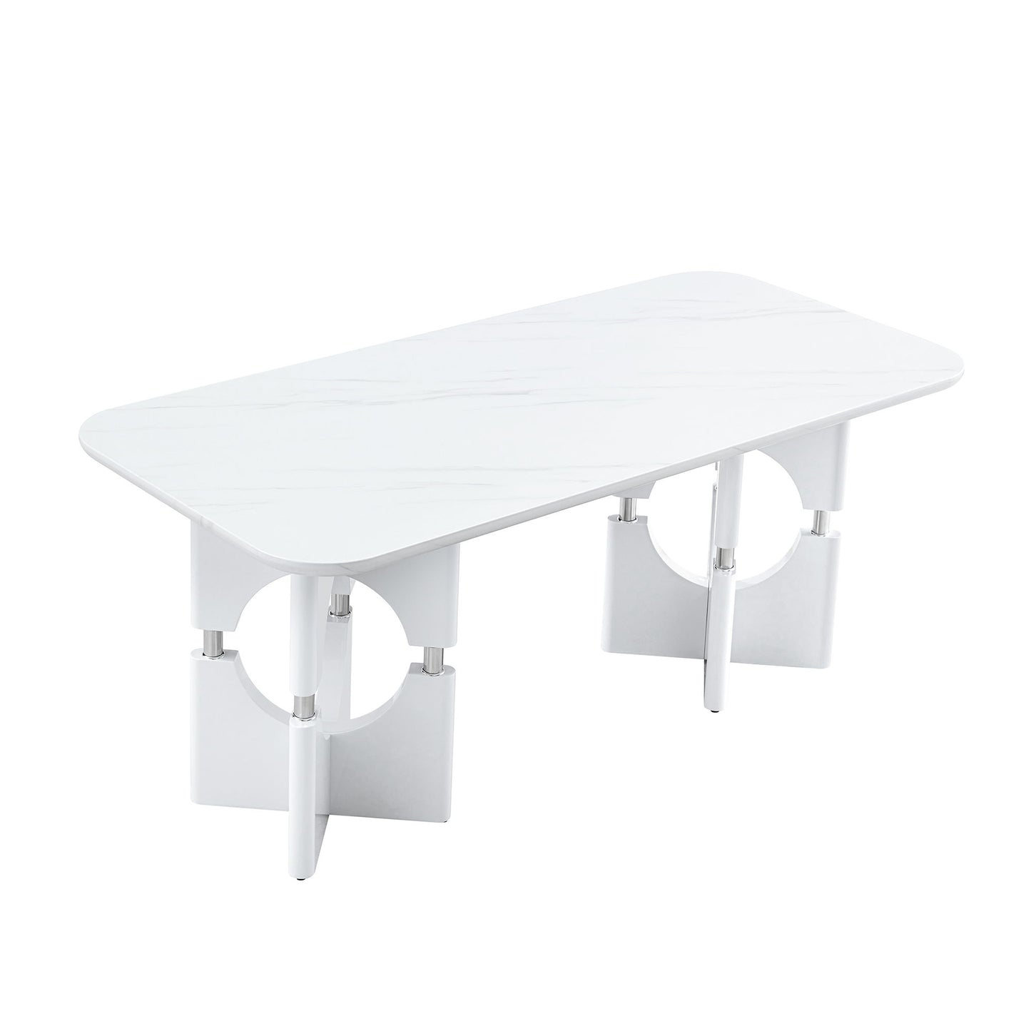 Modern Dining Table With Sleek Hollow-Out Frame And Accents