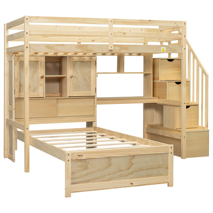 Loft Bed With Built In Desk And Staircase