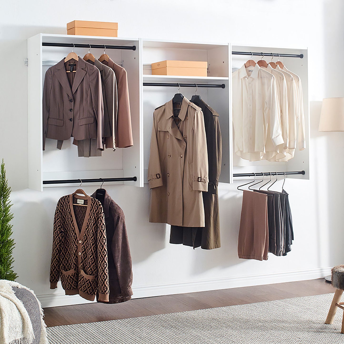 Devi - Wall Mounted Wood Closet System & Modular Design