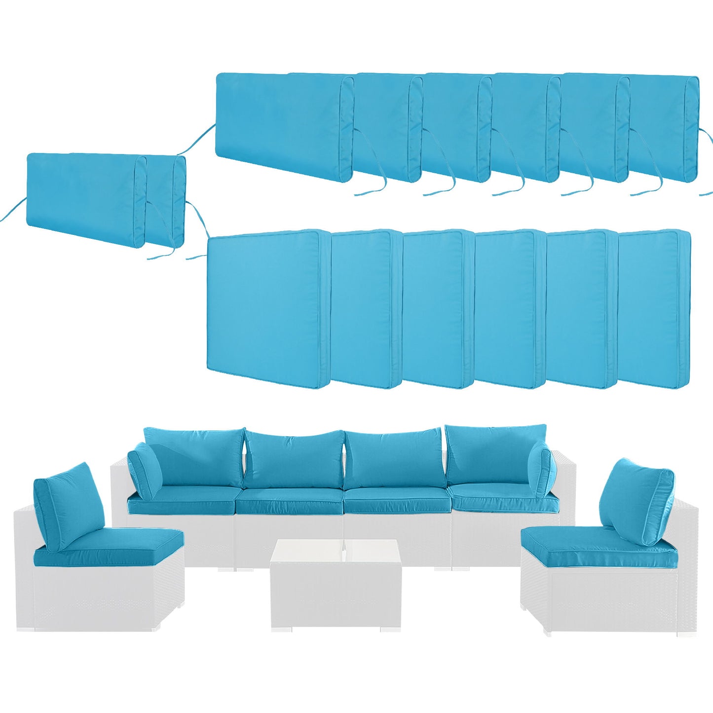 Outdoor Deep Seat Cushions For Patio Furniture Replacement, Cushion Set For Sectionals