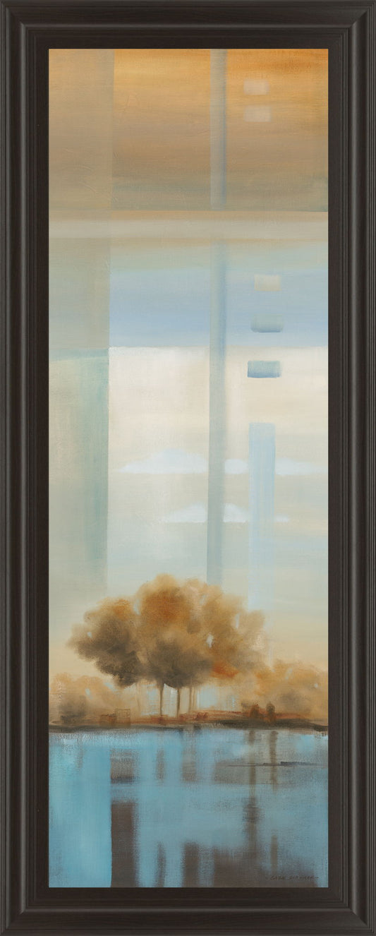 Window On The Word Il By Carol Robinson - Framed Print Wall Art - Light Blue