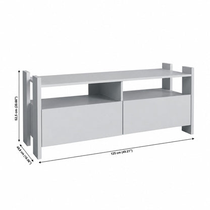 TV Stand For TVs Up To 55" With Open Shelves And 2 Drawers - White