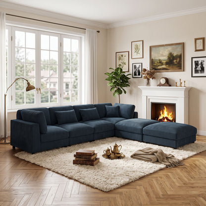 Upholstered Modular Sectional & Custom Configuration And Toss Pillows