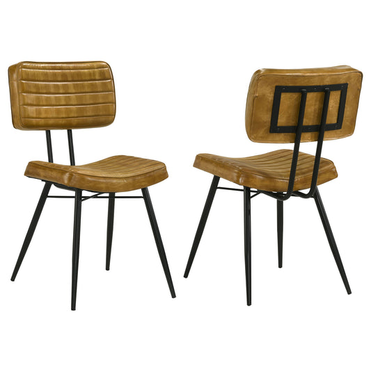 Tufted Side Chairs Upholstery And Tapered Legs (Set of 2) - Camel