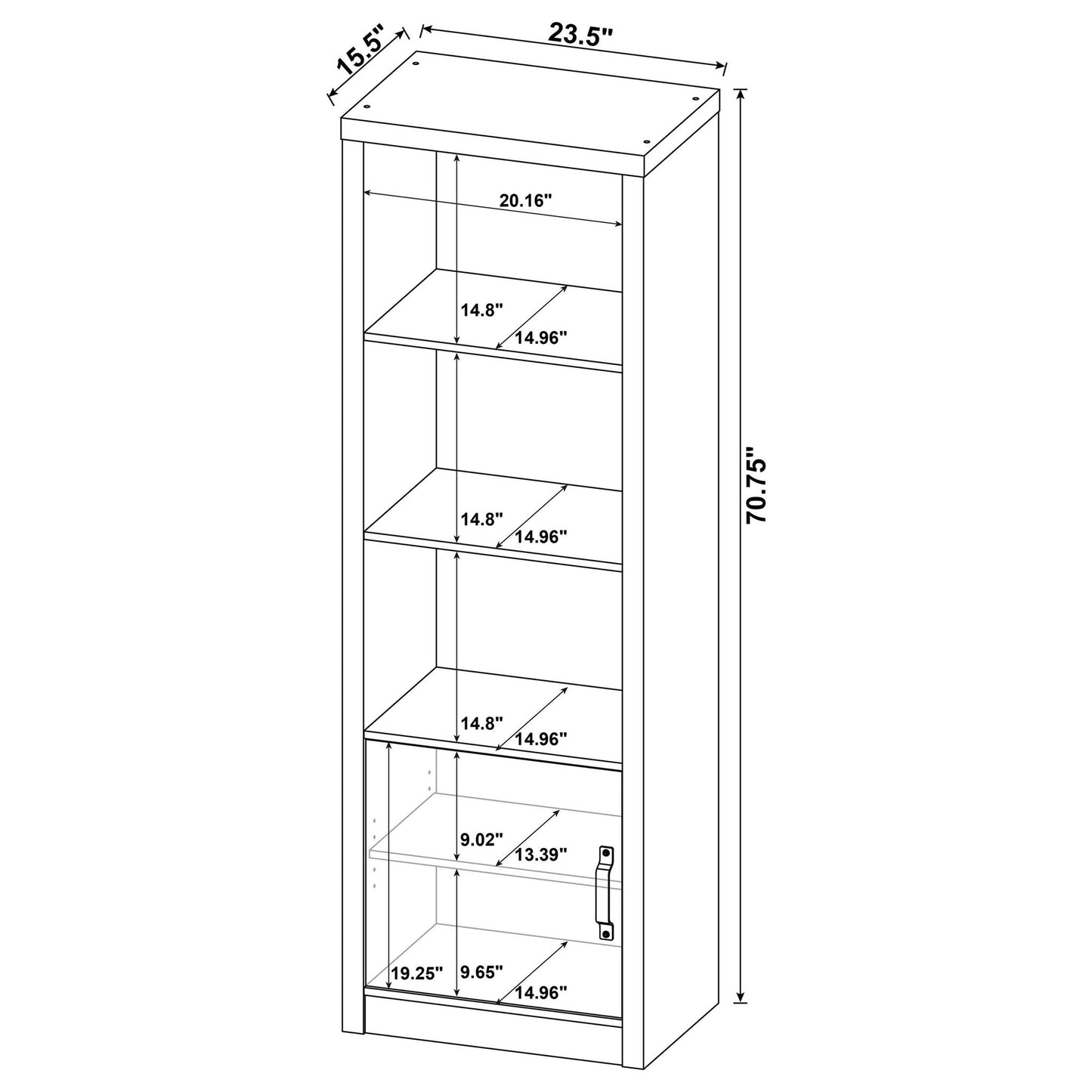 Conifer - 3 Shelf Media Tower - Gray