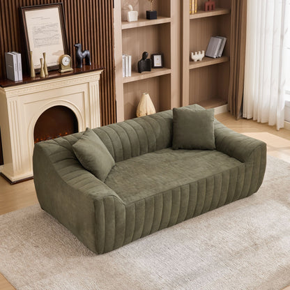 Oversized 2 Seater Loveseat With 2 Decor Throw Pillows, Deep Seat Sofa For Living Rooms