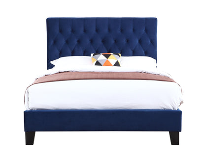 Queen Upholstered Bed - Blue - Fabric
