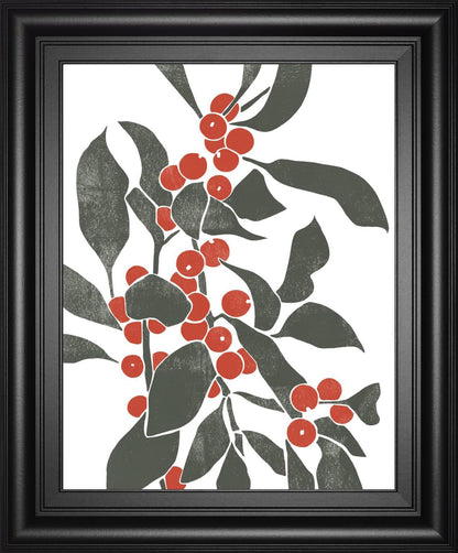 22x26 Colorblock Berry Branch IV By Emma Scarvey - Dark Gray