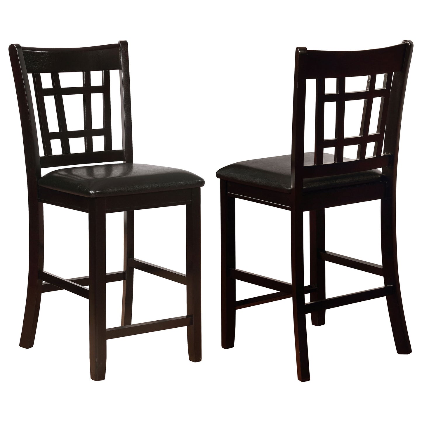 Lattice Back Counter Height Stools (Set of 2) - Brown / Black