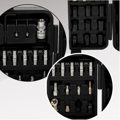 71 Piece Air Tool And Accessories Kit, Impact Wrench, Air Ratchet, Die Grinder, Aire Hammer, Hose Fittings, Storage Case - Black / Silver