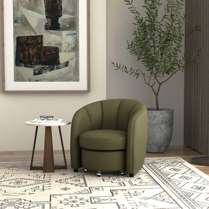 Barrel Chair With Nesting Ottoman - Forest Green