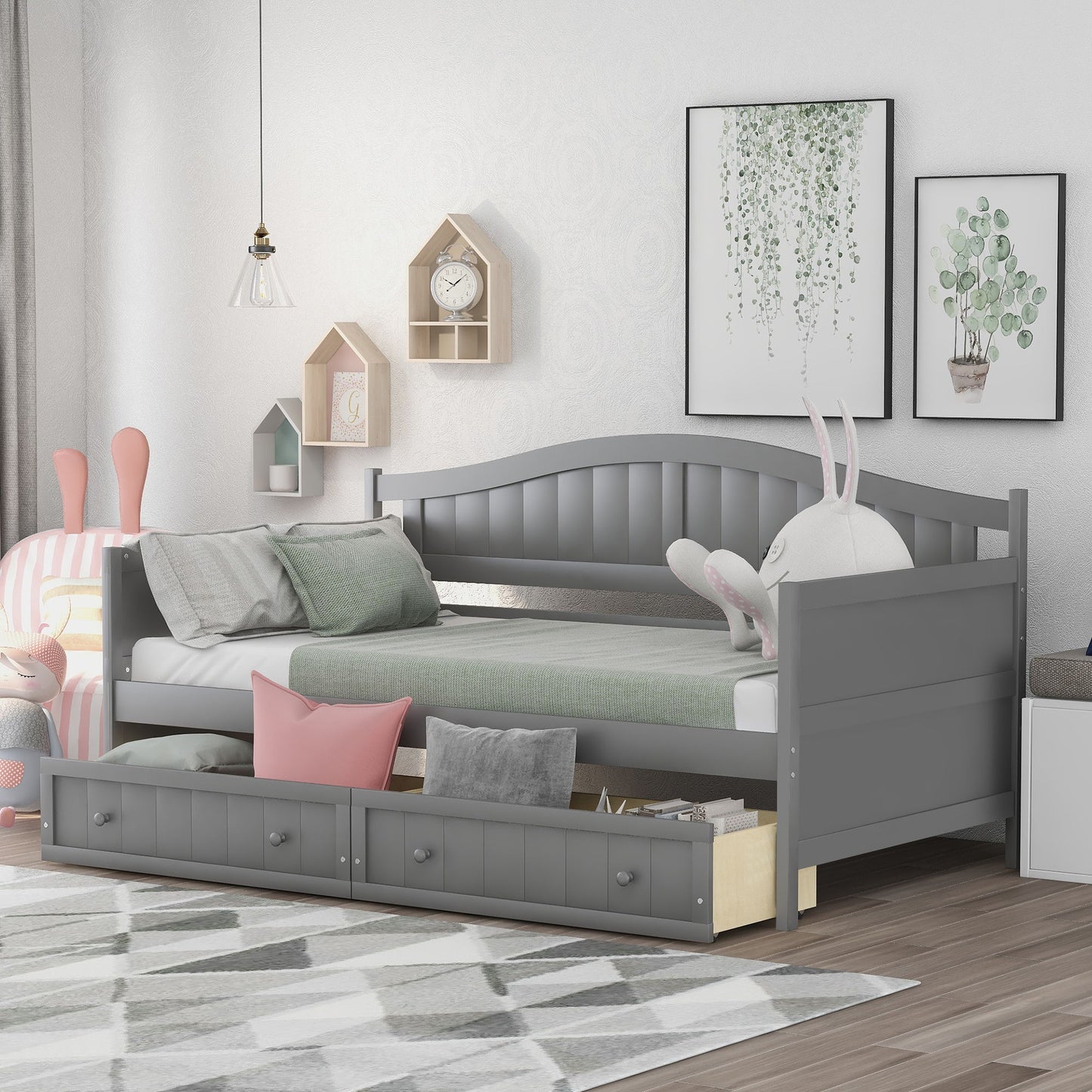 Wooden Daybed, Sofa Bed, No Box Spring Needed