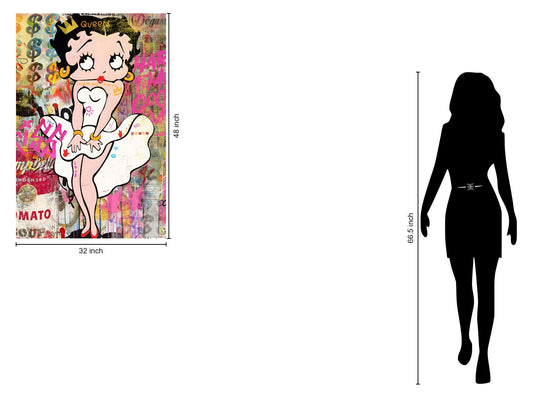 Playful Queen Pop - 32" x 48" Framed Wall Art - Pink