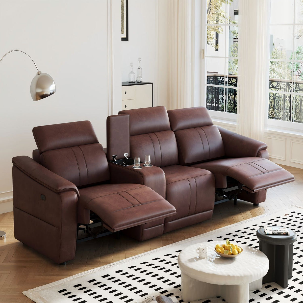 Modular Sofa With Recliners And Cup Holders Sectional Set