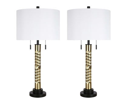 "Twist Elegance" Metal Table Lamp (Set of 2) - Matte Black / Soft Gold