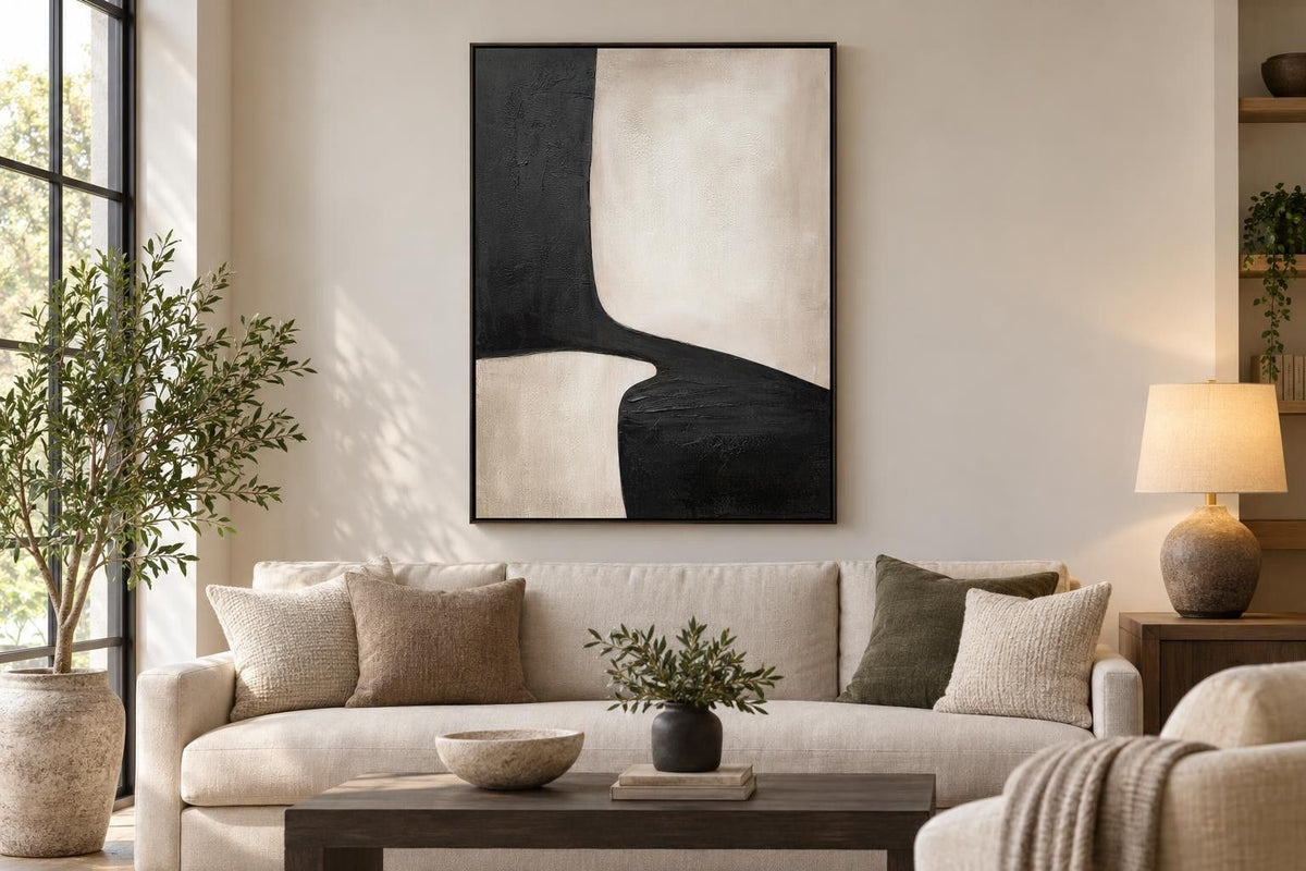 Sable Contours II - 35 X 47 - Hand-Embellished Canvas In Frame - Black