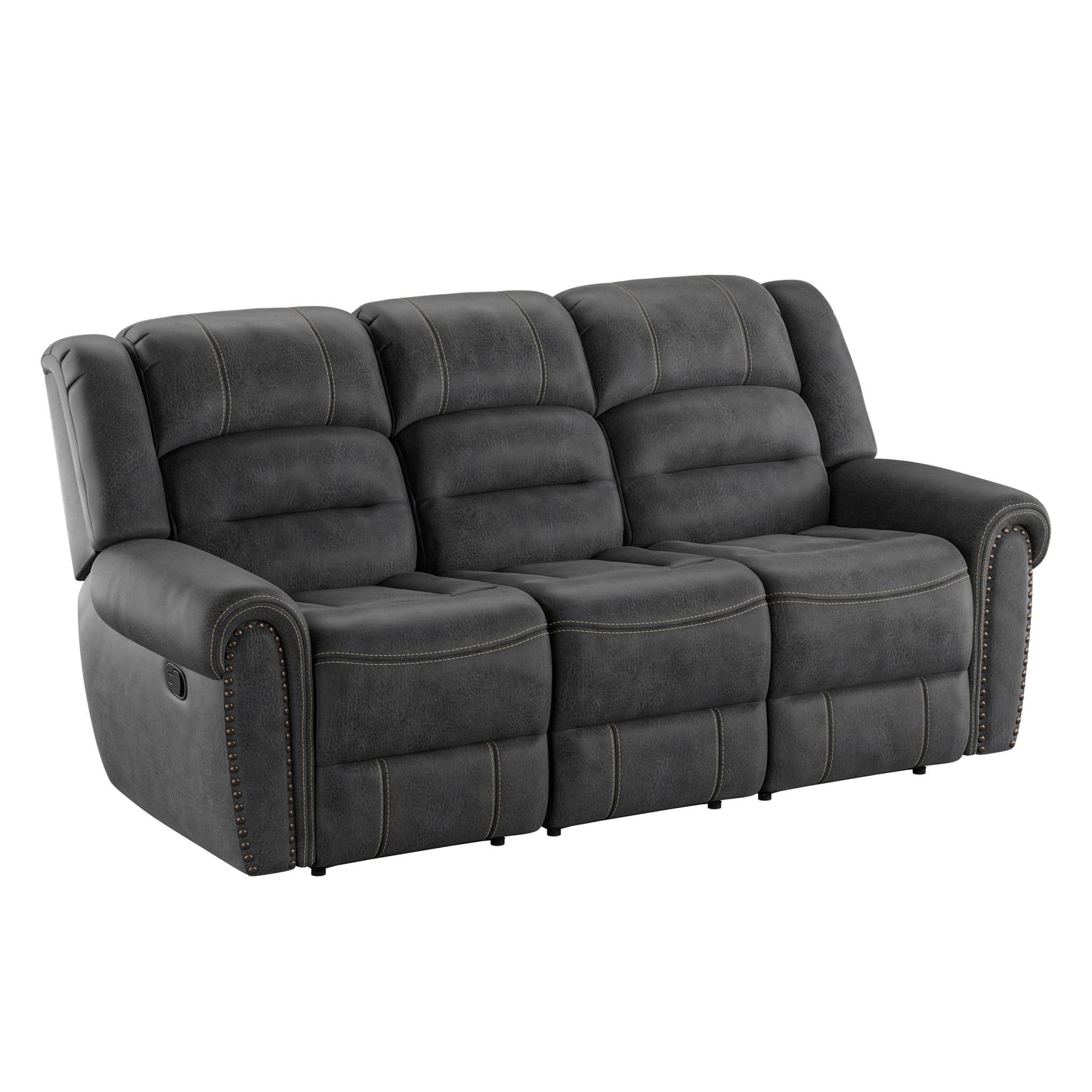 Reclining Sofa - Gray - Faux Leather