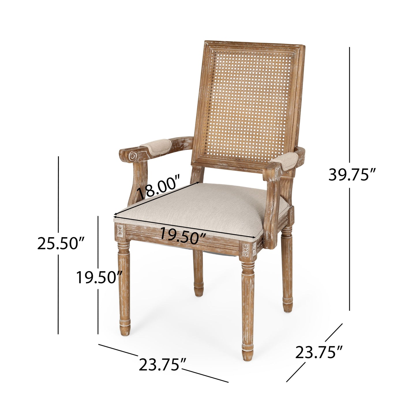 Upholstered Dining Chair With Cane Backrest