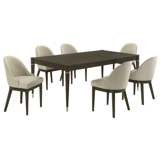 Blakely - 7 Piece Rectangular Dining Set With Extendable Table Upholstered Chairs - Ash Brown