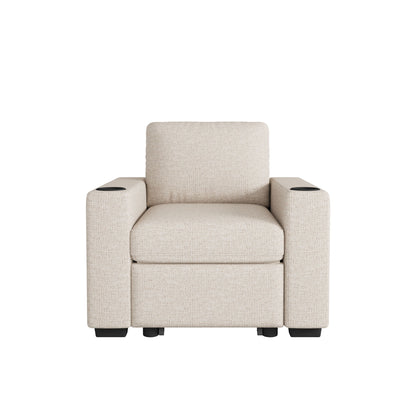 Single Pull Out Sofa Bed With USB Ports And Cup Holders