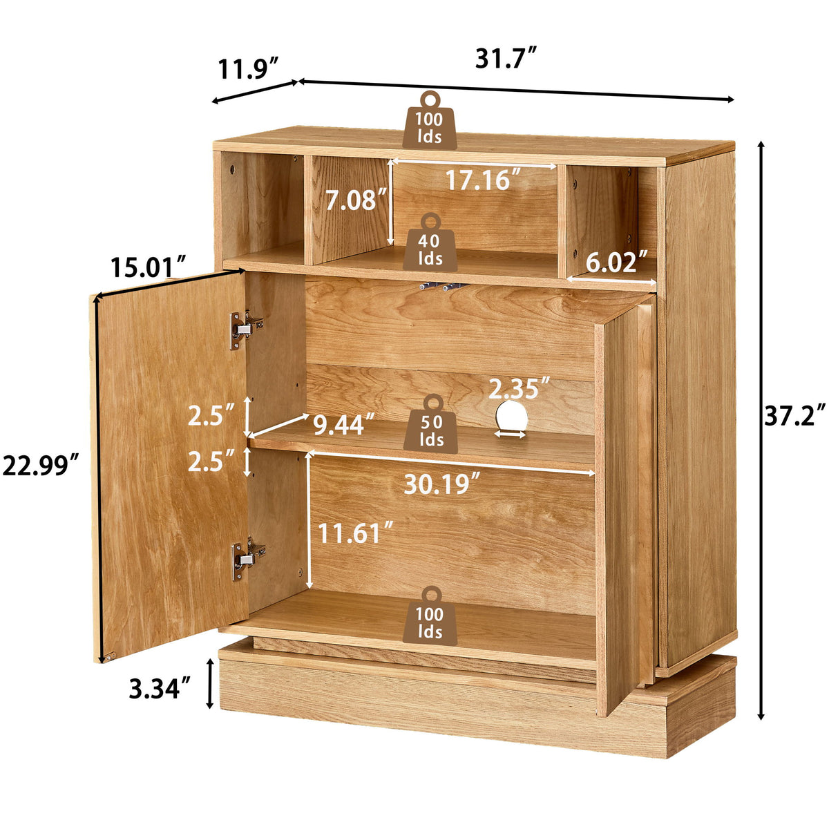 Fluted Sideboard Buffet Cabinet With 2 Doors And Adjustable Shelf, Storage Cabinet For Entryway