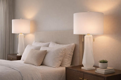 Faceted Frost Art Glass & Frosted Crystal Table Lamp (Set of 2) - Frosted Art Glass / Frosted Crystal