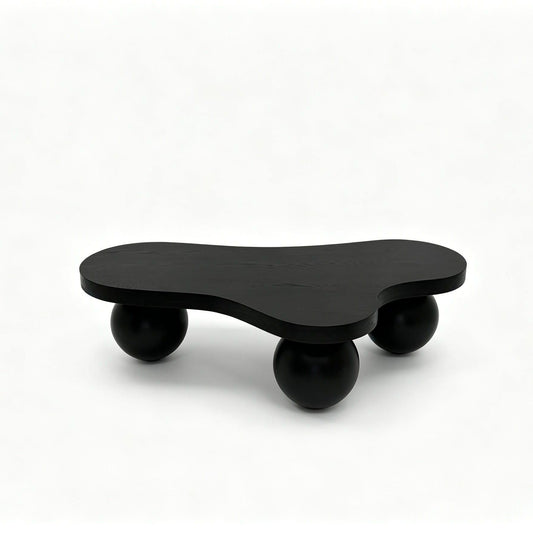 Cloud Shaped Coffee Table & 3 Ball Legs For Living Room - Black