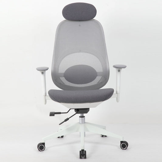 High Back Swivel Desk Chair With Height Adjustable Backrest, 3 Tilt Lock & Rotatable Headrest - Milk White