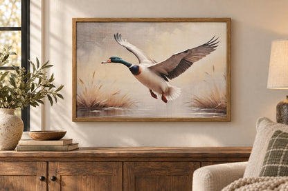 Marshland Flight II - 30 X 20 - Hand-Embellished Canvas In Frame - Beige